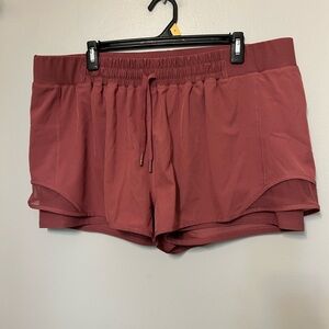 MPG Women's Double Layered Athletic Shorts XXL Mauve Running Gym Biker Shorts